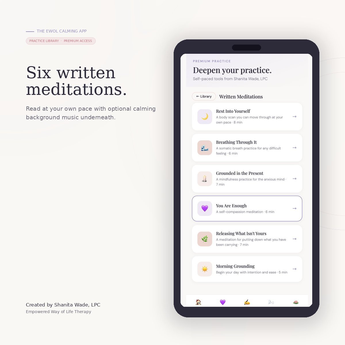 Six written meditations library