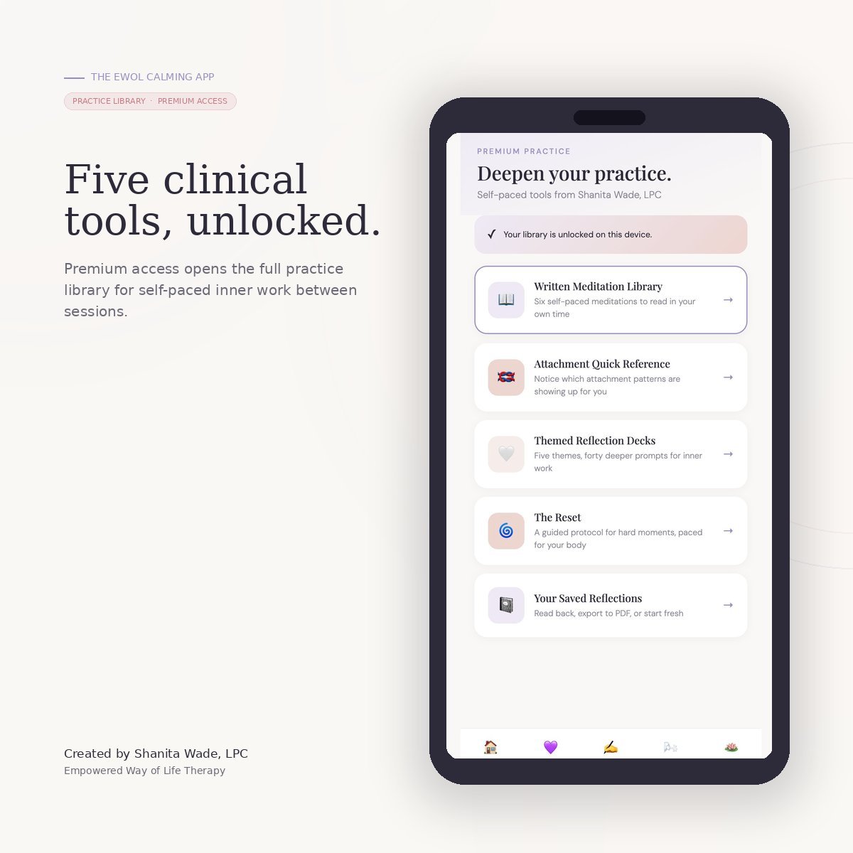 Premium practice library with five clinical tools